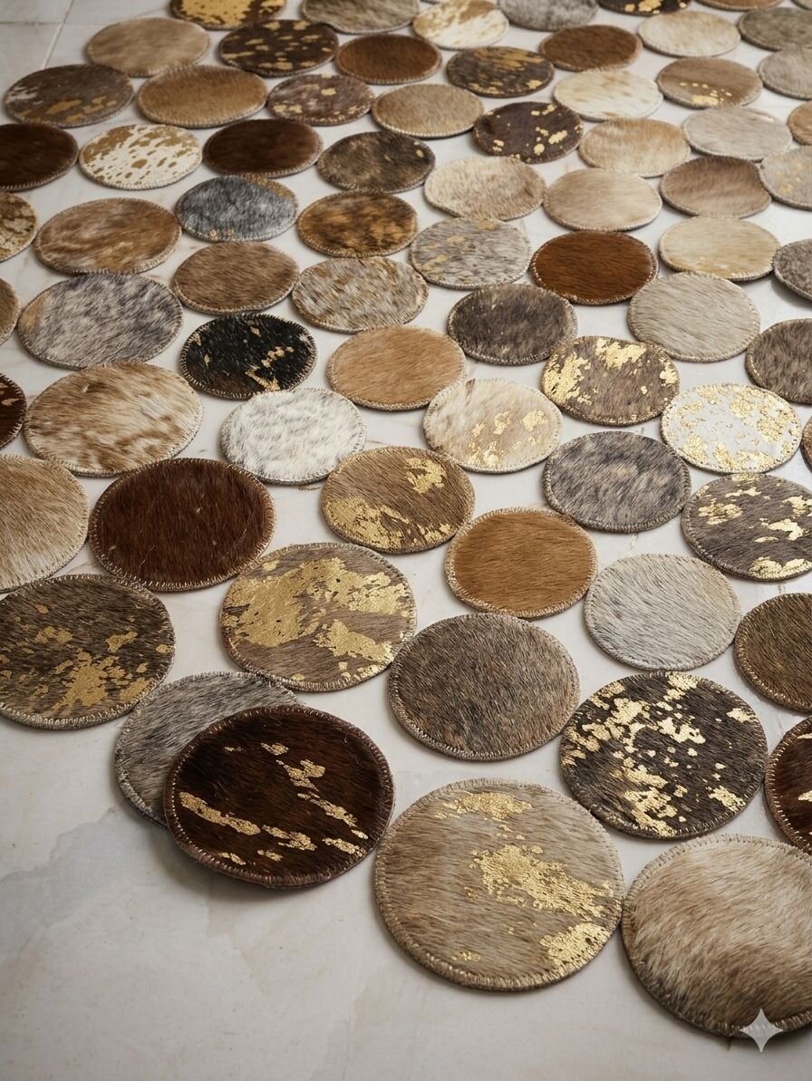 سجادة جلد طبيعي دائري متعدد الألوان - سعر المتر 1400ج (AMR-1400-021)