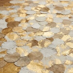 سجادة جلد طبيعي دائري ذهبي - سعر المتر 1500ج (AMR-1500-013)